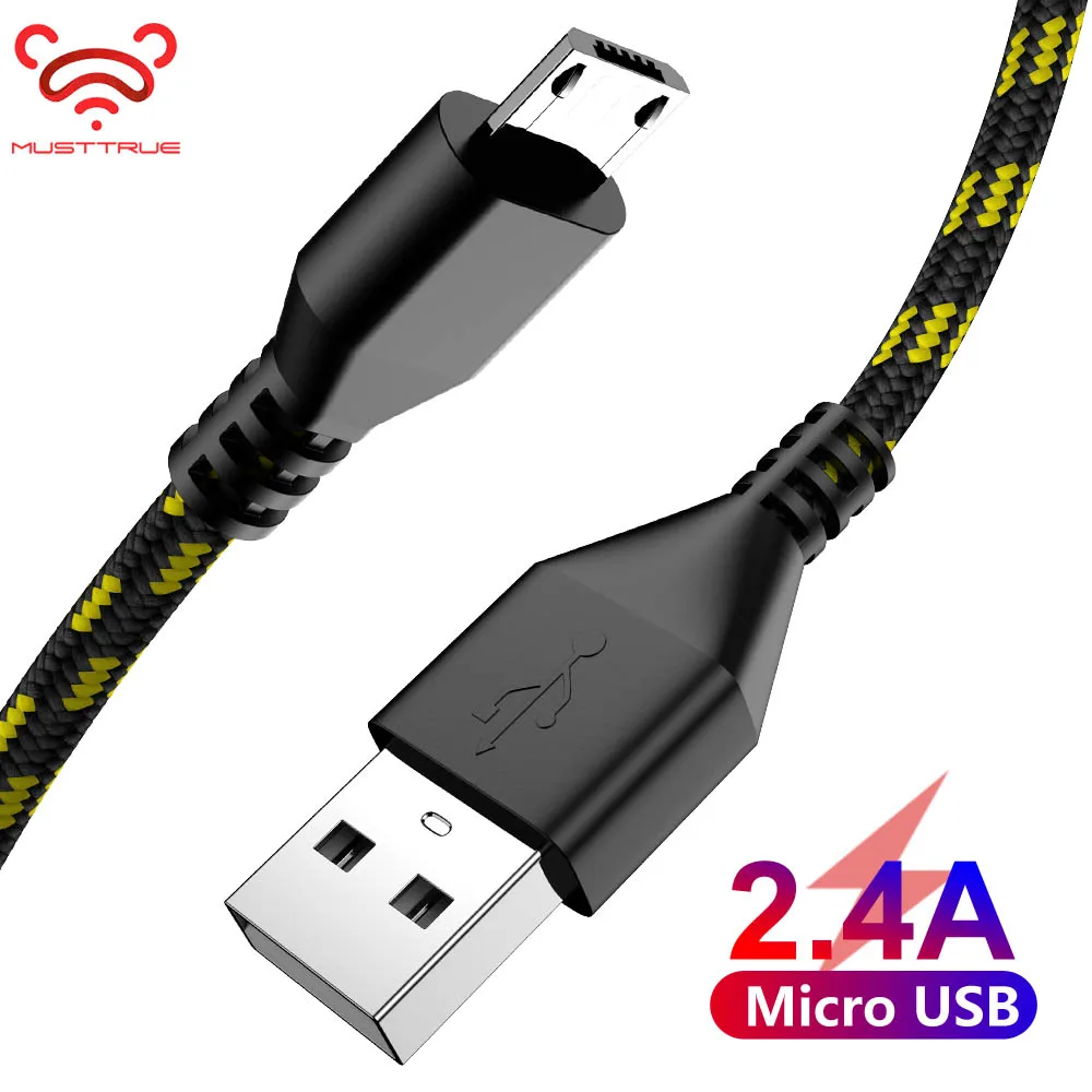 MUSTTRUE Micro USB кабель с нейлоновой оплеткой для HUAWEI, samsung, htc, sony, зарядный кабель для телефона, 1 м, 2 м, кабель micro usb