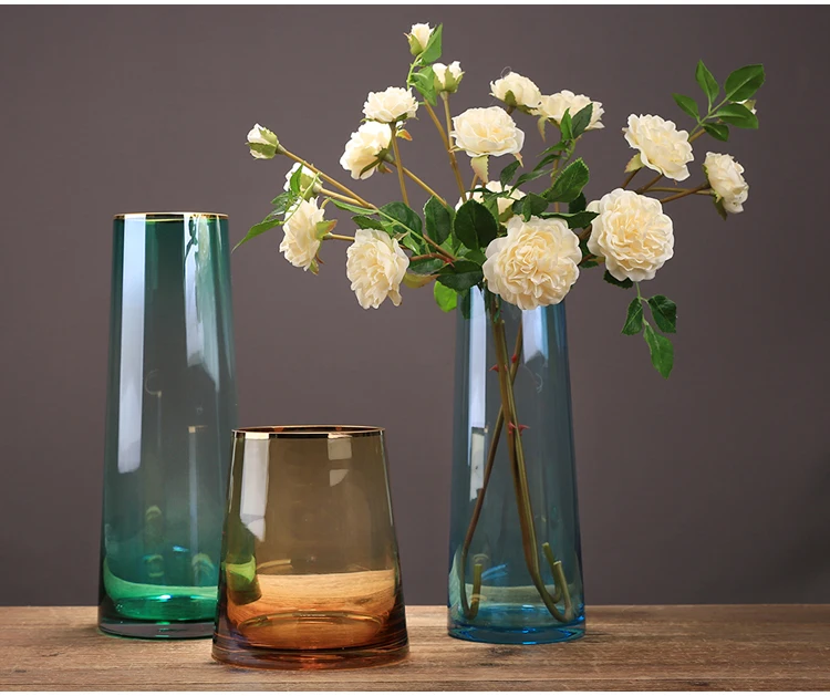 Modern simple Phnom Penh transparent glass vase decoration light luxury living room flower arrangement hydroponic ornament