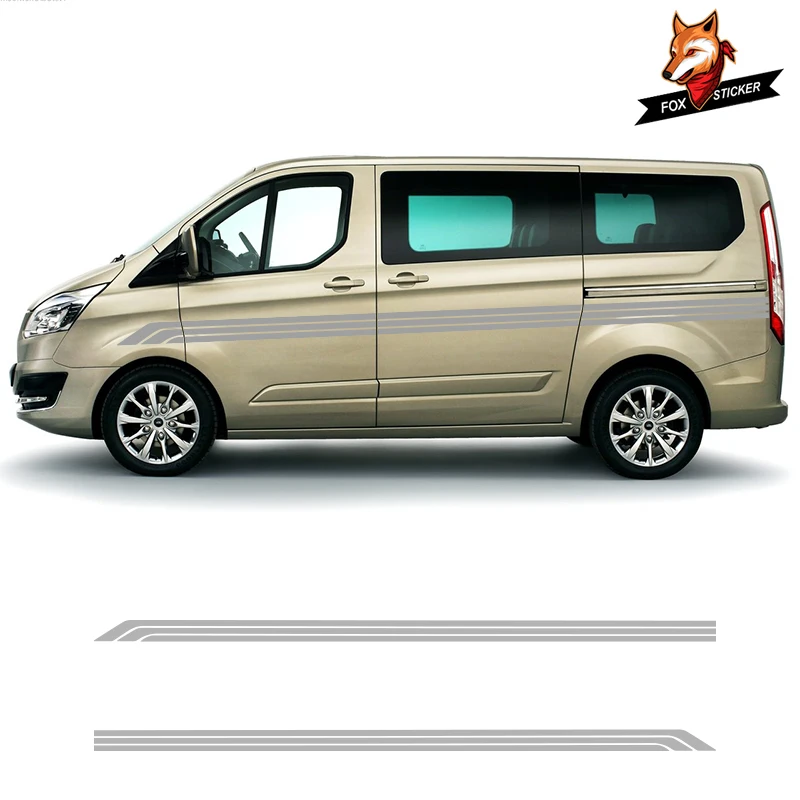 2 шт. автомобильные виниловые наклейки с боковыми полосками для Volkswagen T5 Ford Transit