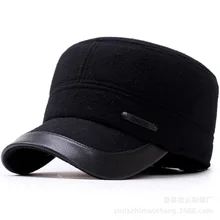 Шерсть плоская шляпа мужская осень и зима толстый хлопок уличные теплые наушники повседневные Шапки