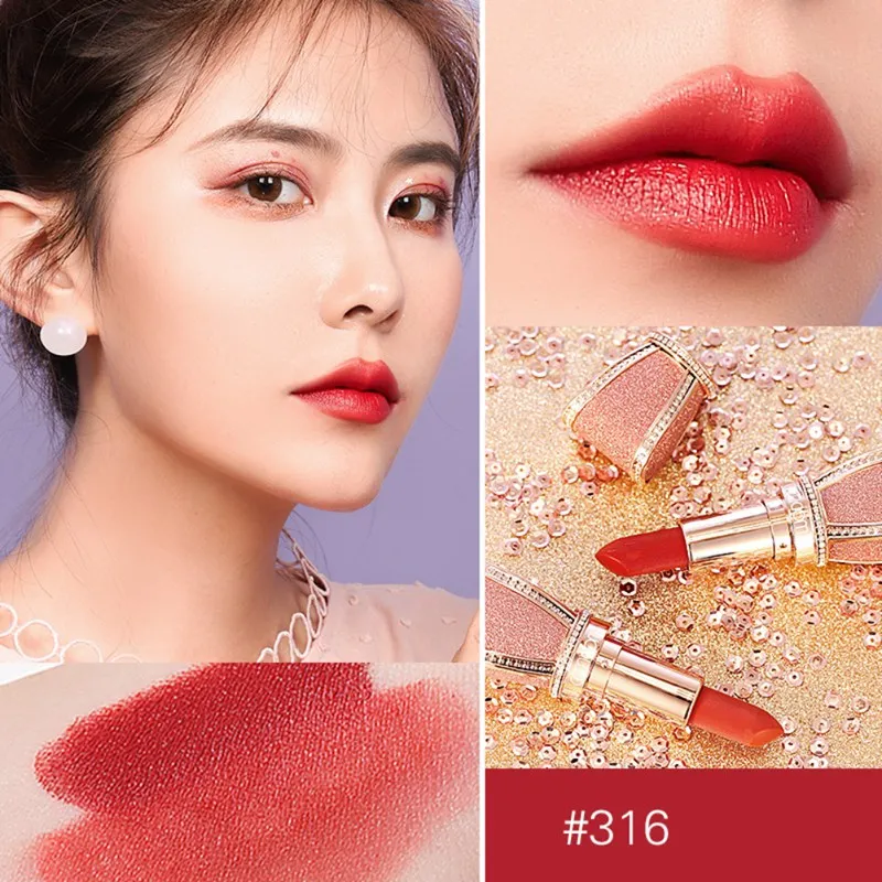 Nude Lip Tint Waterproof Moisturizer Smooth Lip Stick Diamond bow-knot Matte Lipstick Long lasting Velvet Lipstick Nude Lip Tint Waterproof Moisturizer Smooth Lip Stick Diamond bow-knot Matte Lipstick Long lasting Velvet Lipstick