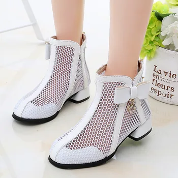 

HYLKIDHUOSE 2020 Summer Girls Sandals Bow-knot Princess Sandals Cutout High-heeled Sandals Comfortable Kids Party Shoes
