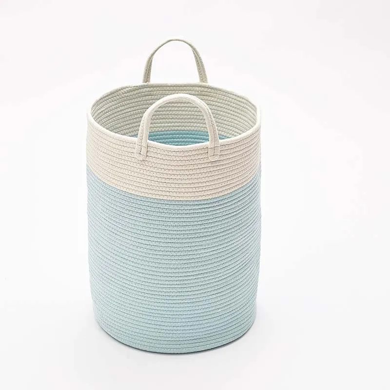 Хлопковая веревка большая вязаная корзина для белья и грязной одежды с ручкой