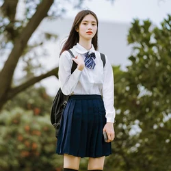 Japanese Jk Uniform Skirt College Pleated Dress Corset Sexy Girl Navy Women Button Elastic Zipper Graduation Season Clothes