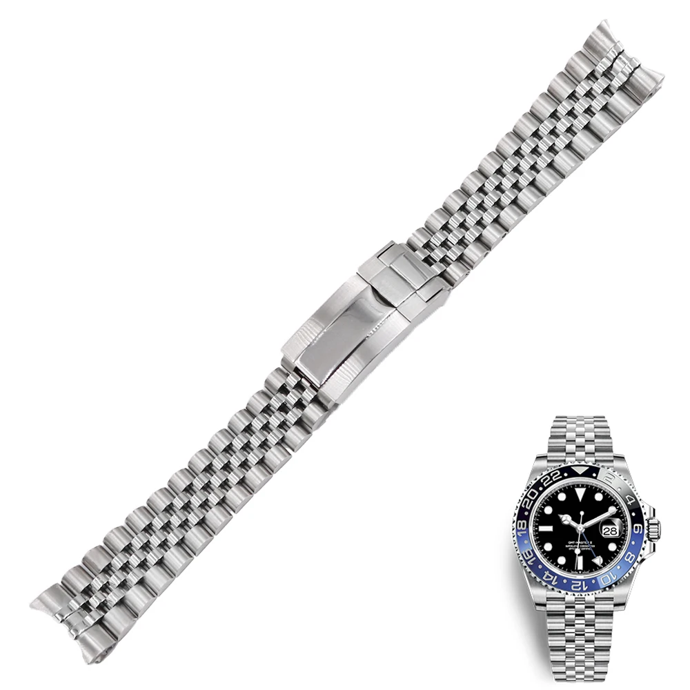 20 21mm Stainless Steel Replacement Wrist watchband Strap Bracelet Jubilee with Oyster Clasp For Rolex GMT Master II DATE JUST | Наручные
