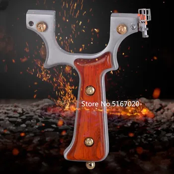 

New stainless steel hunting shooting slingshot left hand bow night vision triple aiming precision shooting mahogany handle