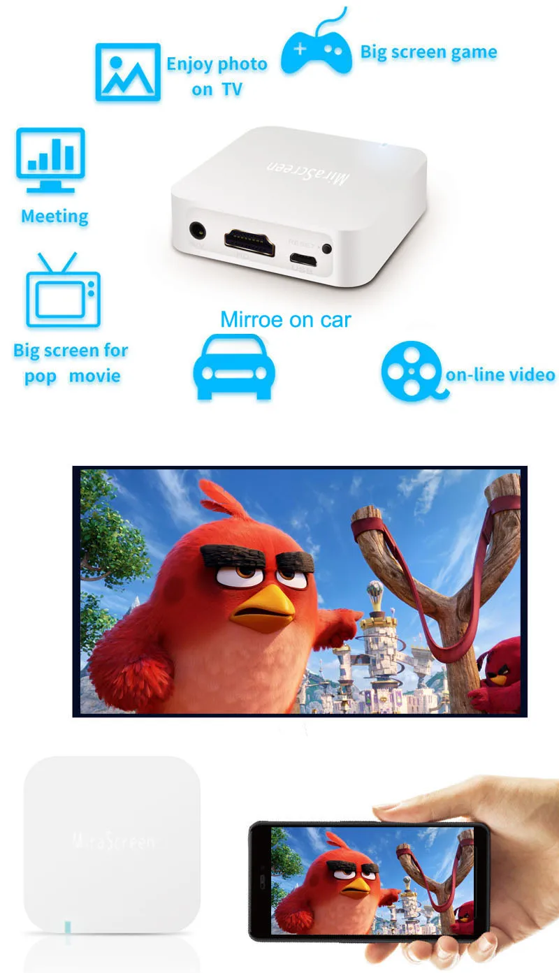 Беспроводной Wi Fi Mirror link Box HDMI Dongle AV адаптер для iPhone 11 Android Phone Аудио Видео Miracast экран