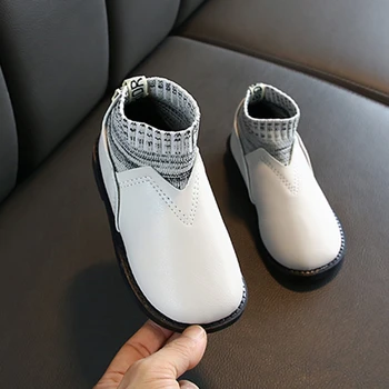 

Kids Girls Boots Autumn Winter Cotton Boots 2020 Winter New Korean Children Short Boots Knitted Leather Boots Baby Toddler Shoes