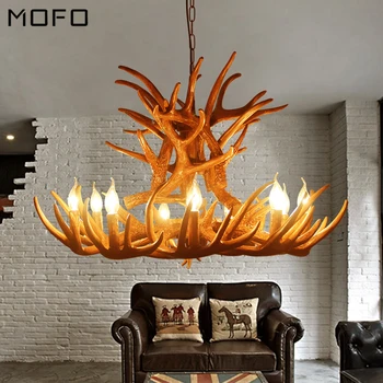 

Modern Decor LED Chandeliers Art Ceiling Industrial Indoor Chandelier Lighting Living Room Buck Deer Horn Antler Rustic Bar Lamp