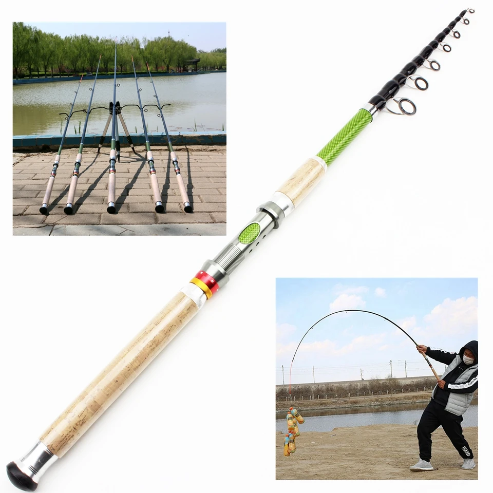 2.7m 3.0m 3.6m lure Telescopic Fishing Rod carbon wooden handle Spinning  Rod carp fishing sea pole Lure Weight 80-150g pesca