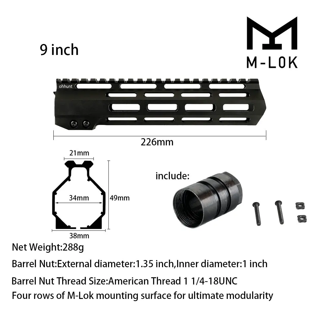 " 9" 1" 12" 13," 15" 1" AR15 свободный поплавок M-LOK ствольная накладка Пикатинни рельс тонкий стиль стальной прицел крепление Riflescop баррель гайка