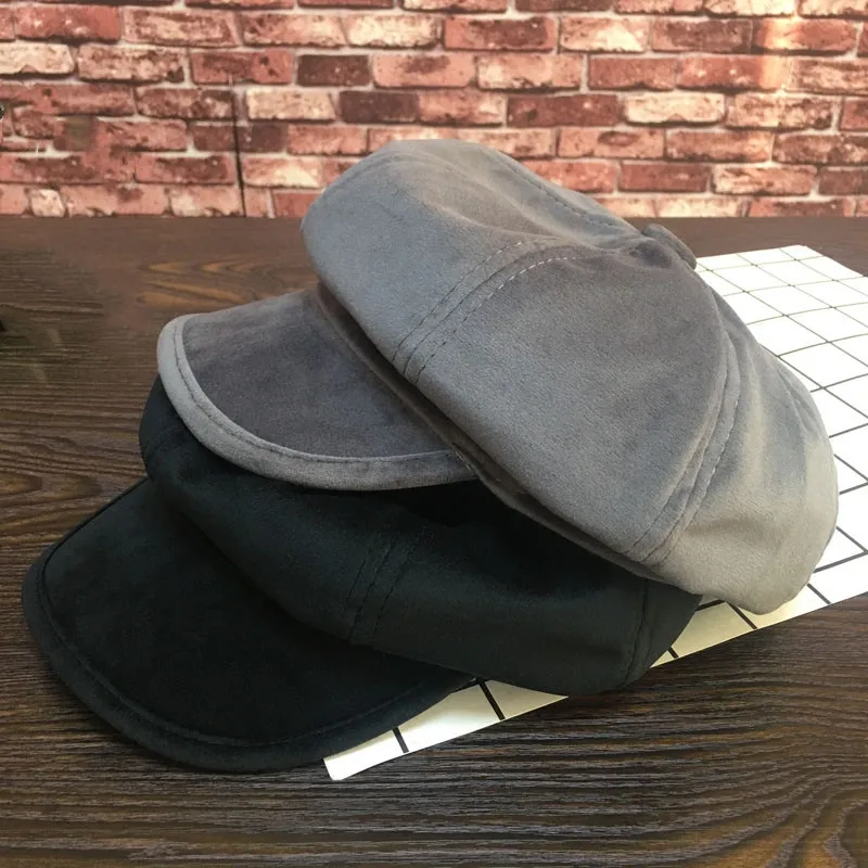 

Velvet octave hat Korean version of women's hat autumn and winter new style is versatile casual berets retro art fan