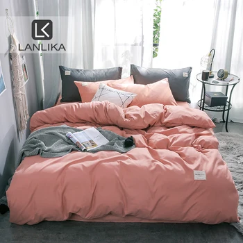 

Lanlika Bedding Set Orange Solid Decor Home Textiles Flat Sheet Pillowcase Bedspread Double Queen King Bed Linen Cotton Adult