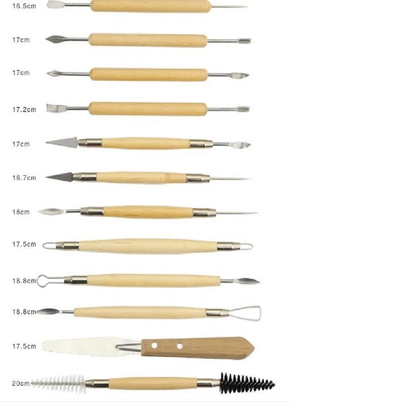 Polymer Shapers Modeling Carved Knife Clay Sculpting Smoothing Wax Carving Pottery Ceramic Tools 22pcs Wood Handle Set