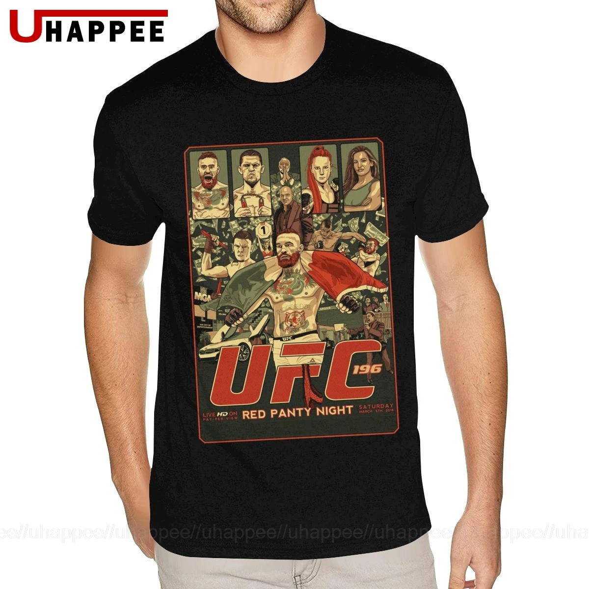 Большие MMA Conor McGregor футболки мужские 3XL с коротким рукавом желтые вырезом