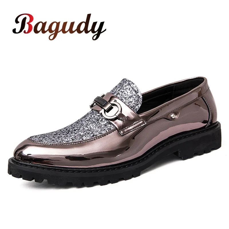 Spring Autumn Men Formal Shoes party Wedding Shoes Luxury Men Business Dress gold British Style Pointy dance