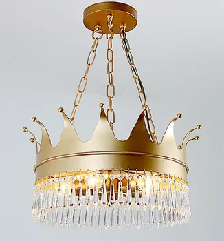 

Nordic Crown Creative Crystal Chandelier Living Room Corridor Children's Bedroom American Country LED Golden Creative Chandelier