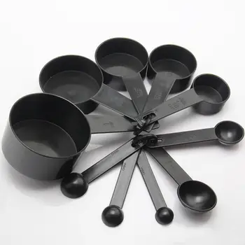 

Cucharas Medidoras Cocina 10Pcs Kitchen Measuring Spoons Cup Set Baking Cooking Coffee Spoon Black Balance De Cuisine