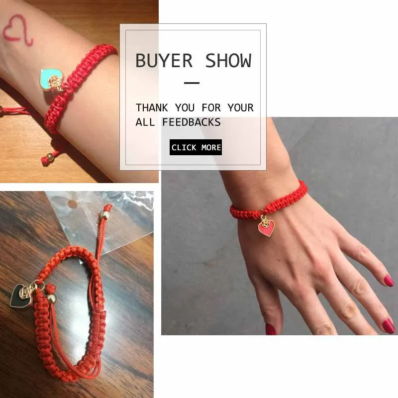 2021 Red Thread Bracelet Heart Charm Bracelets For Women Handmade