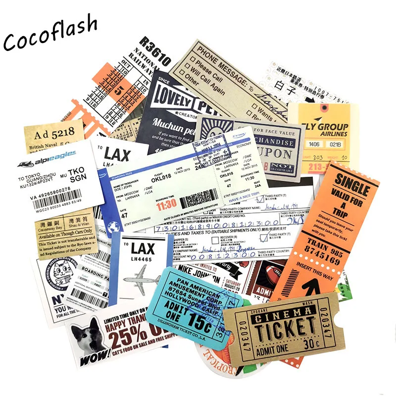 25pcs/lot Air Ticket Retro Travel Sticker For Skateboard Laptop Luggage Snowboard Fridge Phone Toy Styling Home Decor Stickers