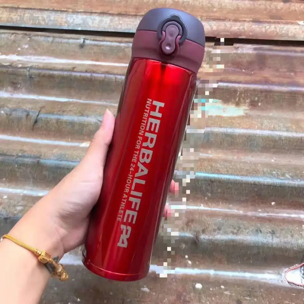 Красный Herbalife чашка из нержавеющей стали Вакуумная фляжка чайная чашка открывающаяся Подарочная чашка - Цвет: Красный