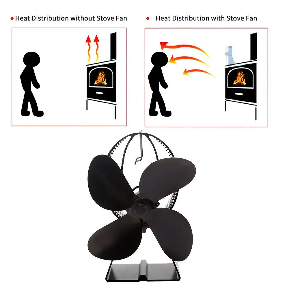 Fireplace Fan Heat Powered Stove Fan Wood Burner Eco Friendly Quiet Fan Home Efficient Heat Distribution Winter Supplies