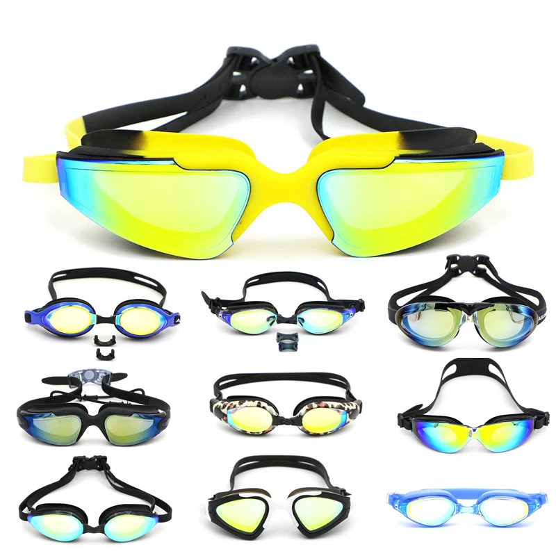 AILLOMA профессиональных гальваническим водонепроницаемые очки Взрослый Анти-туман UV400 защитные очки Покрытие Зеркальные очки для плавания