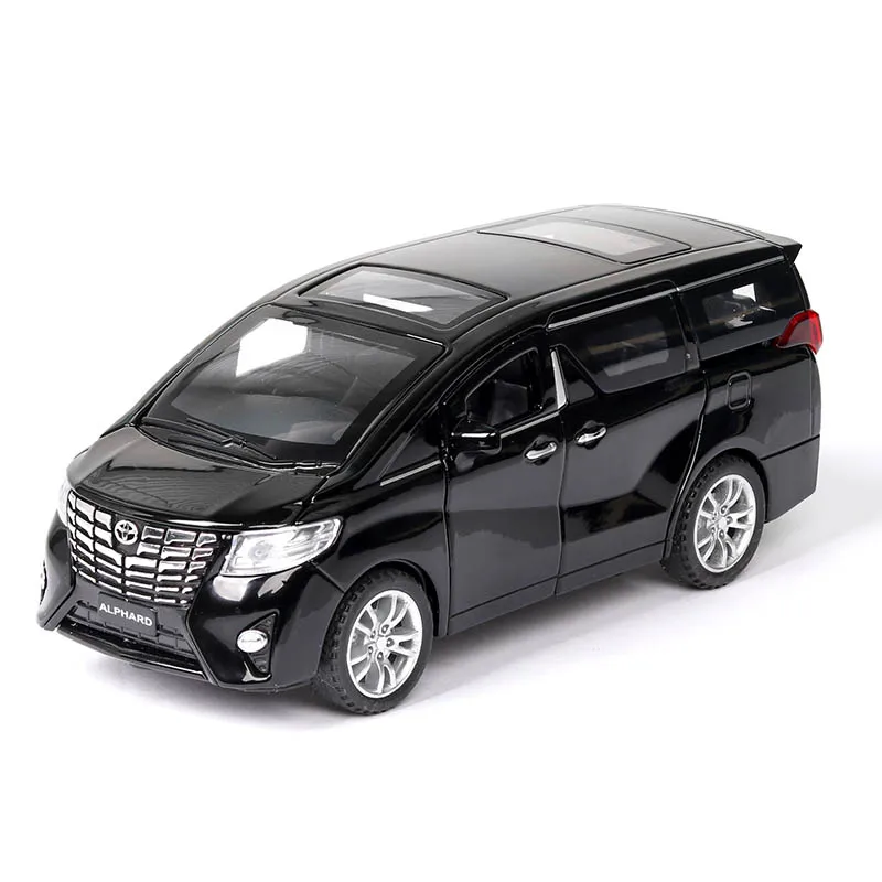 1/32 имитация Альфа MPV модель игрушечного автомобиля литой алюминиевый подвесной светильник звук Ван бизнес игрушки автомобиль - Цвет: Черный