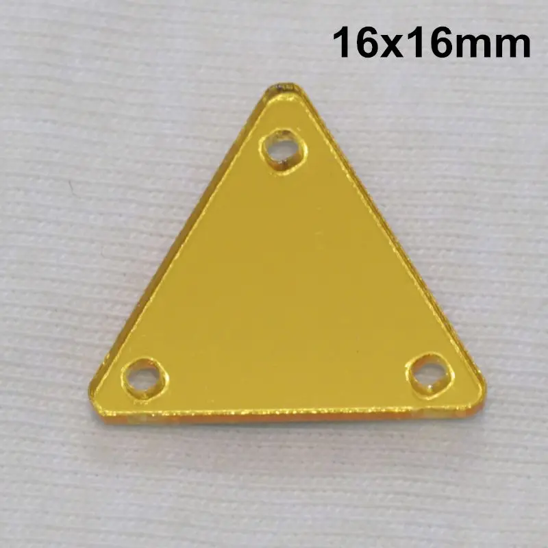 Золотое акриловое зеркало пришивные стразы DIY Flatback зеркальные акриловые пришивные стразы с отверстиями для шитья - Цвет: A08-16x16