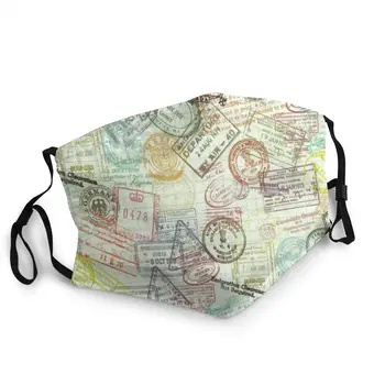 

Passport Stamps Travel Washable Face Mask Vacation Backpacker Tour Anti Haze Dustproof Protection Mask Respirator Muffle