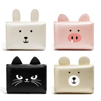 

Womens Wallet Cartoon Lovely Cartoon Short Leather Animals Small Coin Purse With Zipper Boy Children Purse Card Holder Wallet