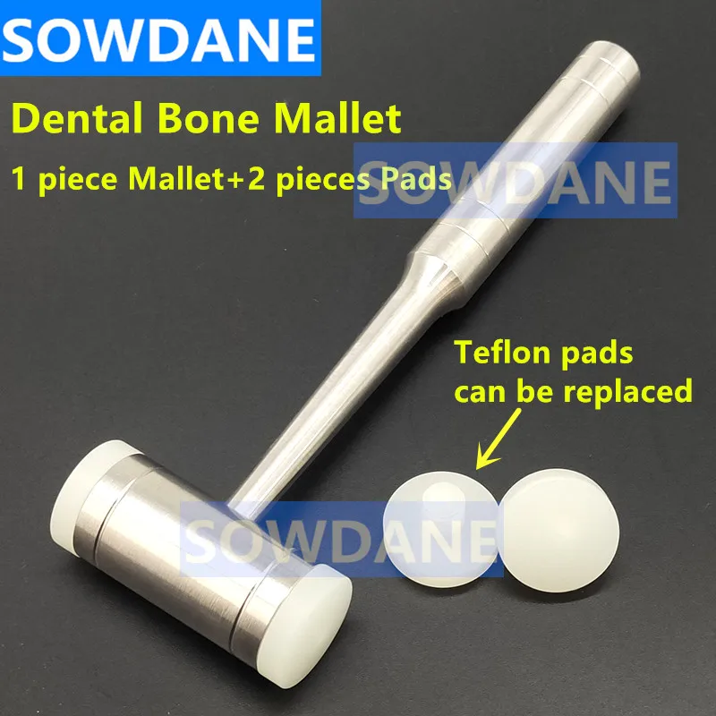 1 set Dental Bone Mallet Hammer with Replaceable Pads Inserts
