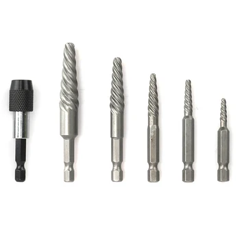

6pcs DIY Rustproof Damaged Screw Extractor Set Easy Out Remover Tool Broken Bolt Drill Bits Carbon Steel Home For Machinist Hard