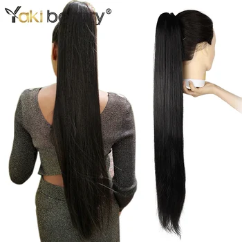 

YAKI BEAUTY Synthetic Silky Straight Pony Tail 170g 30Inch Long Natural Hair Extension Heat Resistant For Women Free Shipping