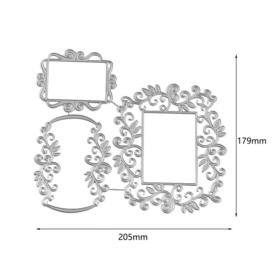 YaMinSanNiO Lace Frame Metal Cutting Die 3Pcs Rectangle Background DIY Etched Die Craft Paper Card Making Scrapbooking Embossing