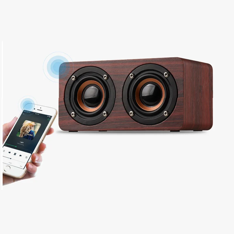 Деревянный 10 Вт стерео Бас Сабвуфер беспроводной Bluetooth Громкий динамик для телефонных звонков динамик аудио музыкальный плеер для домашнего использования
