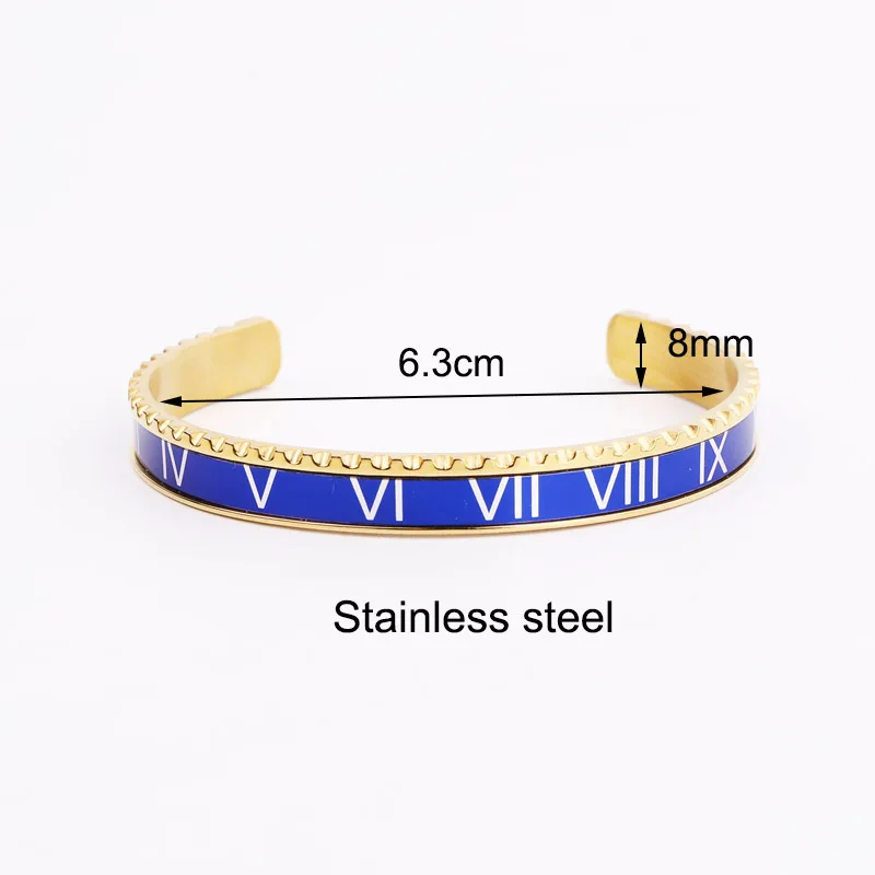 High Quality Jewelry Bracelet 316L Stainless Steel Colorful Roman Numberal Cuff Bangle Bracelet Men Gift - Image 2