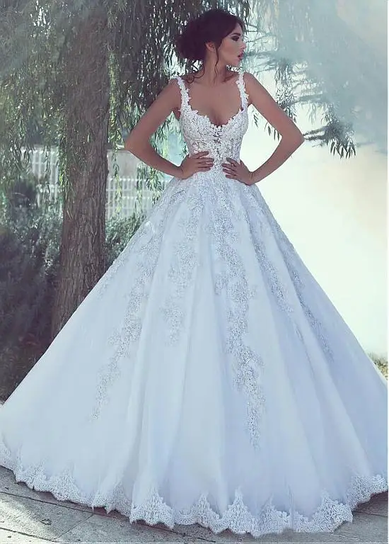 Boho мусульманские свадебные платья, бальное платье на тонких бретельках, кружевное вышитое бисером, Дубай, Саудовская Аравия, свадебное платье для невесты, Vestido De Noiva