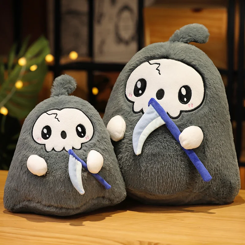 Grim Reaper Plush Stuffed Cartoon Reaper Ghost Plushies Halloween Party Prom Props Plush Toy Gifts for Children Girls Goys