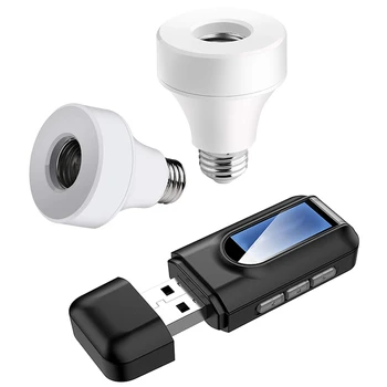 

2 Pcs Wifi Smart Bulb Socket Compatible with E26 E27 & 1Pcs Bluetooth 5.0 Transmitter and Receiver