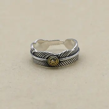 

Tibetan Thai Feather Feathers Tide S925 Sterling Silver Jewelry Handmade Mature men's Ring Finger