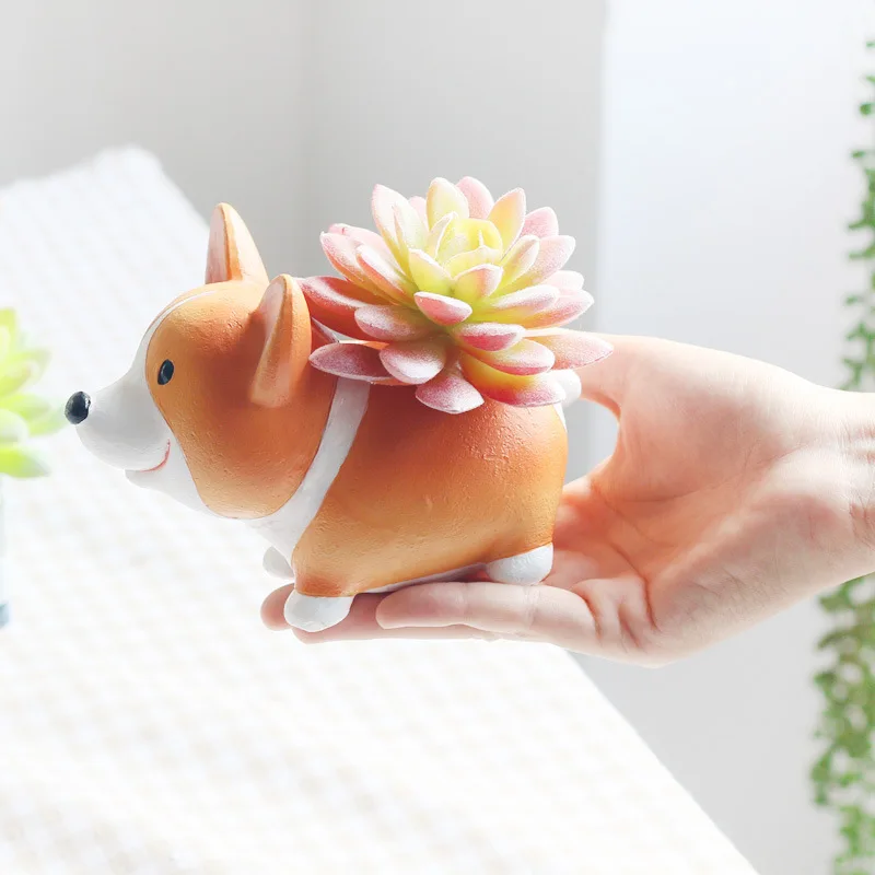 

Mini Small and medium Spring and summer flowerpot courtyard balcony living room decoration Corgi animal Kawaii Potted plants