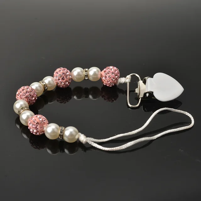 Baby Pacifier Clips Chain Toddler Pearl 