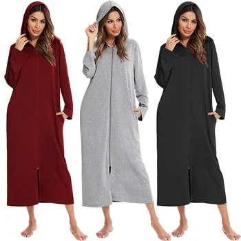 

Autumn and Winter New Cardigan Nightdress Long-sleeved Robe Home Wear Women's Nightdress Women Sleepwear Night Gown