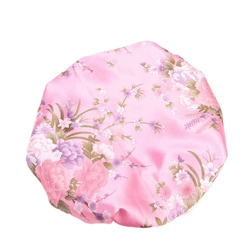 

Pink Women Double Layer Silky DU-RAG Hair Cover Accessories Wave Caps Rags Floral Bonnet Salon Hat Turban Durag Headwrap