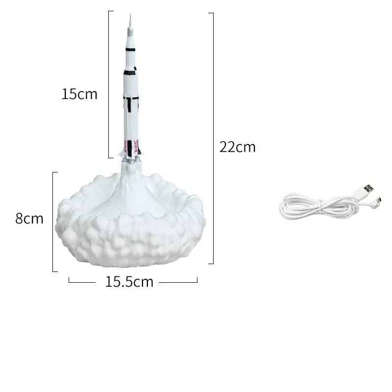 Rocket Night Light XIUAN Novalty, 3D принт, ракета, космический челнок, светодиодный светильник, ночник для детей, Детский, на батарейках, ночник, рождественский подарок - Испускаемый цвет: Rocket Night Light