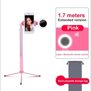 

4in1 Wireless bluetooth Selfie Stick LED Ring light Extendable Handheld Monopod Live Tripod for iPhone X 8 Android smartphone