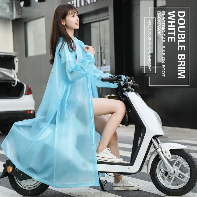 Motorcycle Raincoat Men's Raincoat Women's Raincoat Long Full-body Double Brim Rainproof Raincoat Electric Bike Riding Raincoat blue