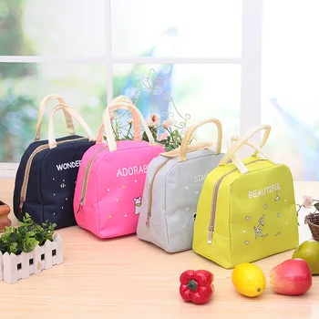 

1PCs Fresh Oxford Cooler Bags Waterproof Nylon Portable Zipper Thermal Lunch Bags For Women Convenient Lunch Box Tote Food Bags