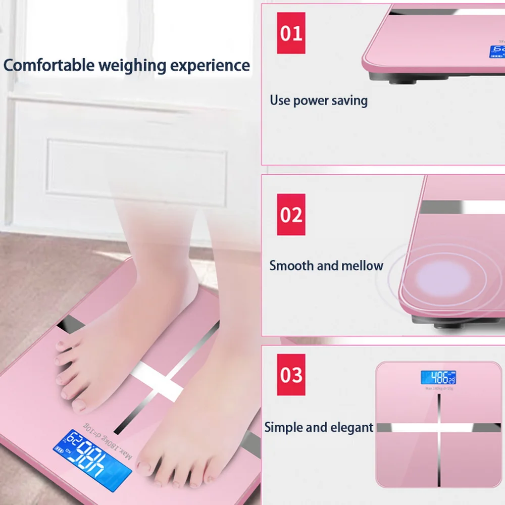 Напольные весы для ванной комнаты, стеклянные умные электронные весы, зарядка через usb, ЖК-дисплей, весы для дома, цифровые весы